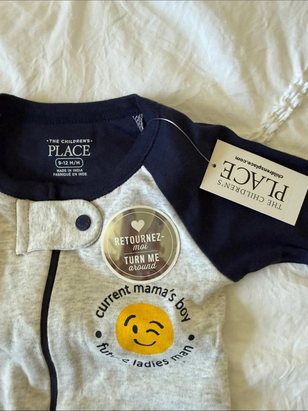 The Children's Place Gray & Navy Smile Face Romper